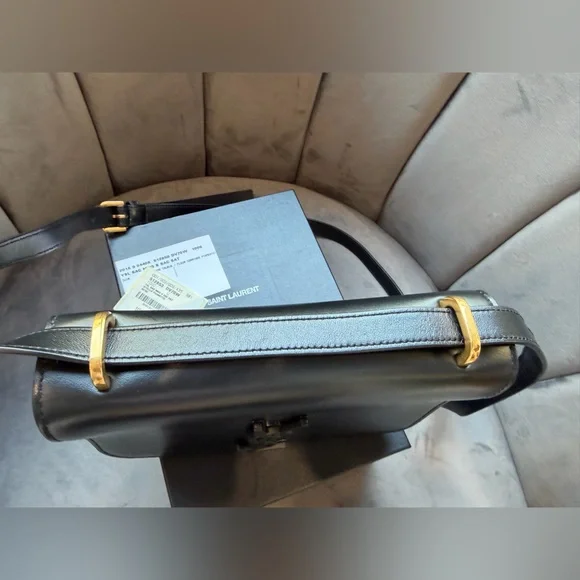 Yves Saint Laurent Spontini Saddle Bag Black in Smooth Calfskin Monogram Camera - Picture 10 of 17